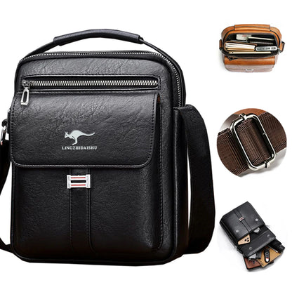 Leather Shoulder Bag Multi Pocket Crossbody