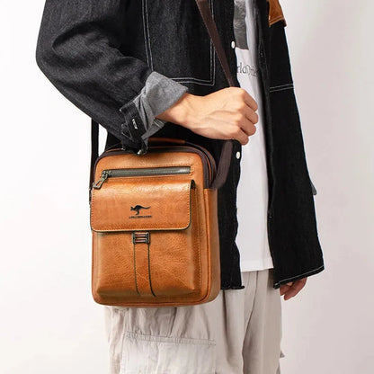 Leather Shoulder Bag Multi Pocket Crossbody