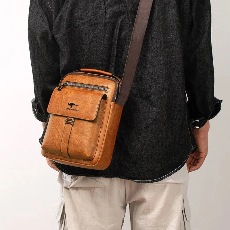 Leather Shoulder Bag Multi Pocket Crossbody