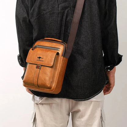Leather Shoulder Bag Multi Pocket Crossbody