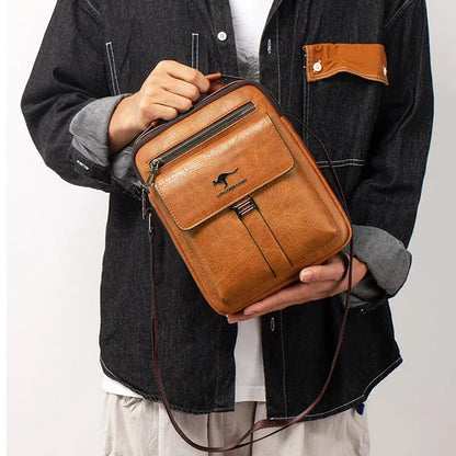 Leather Shoulder Bag Multi Pocket Crossbody